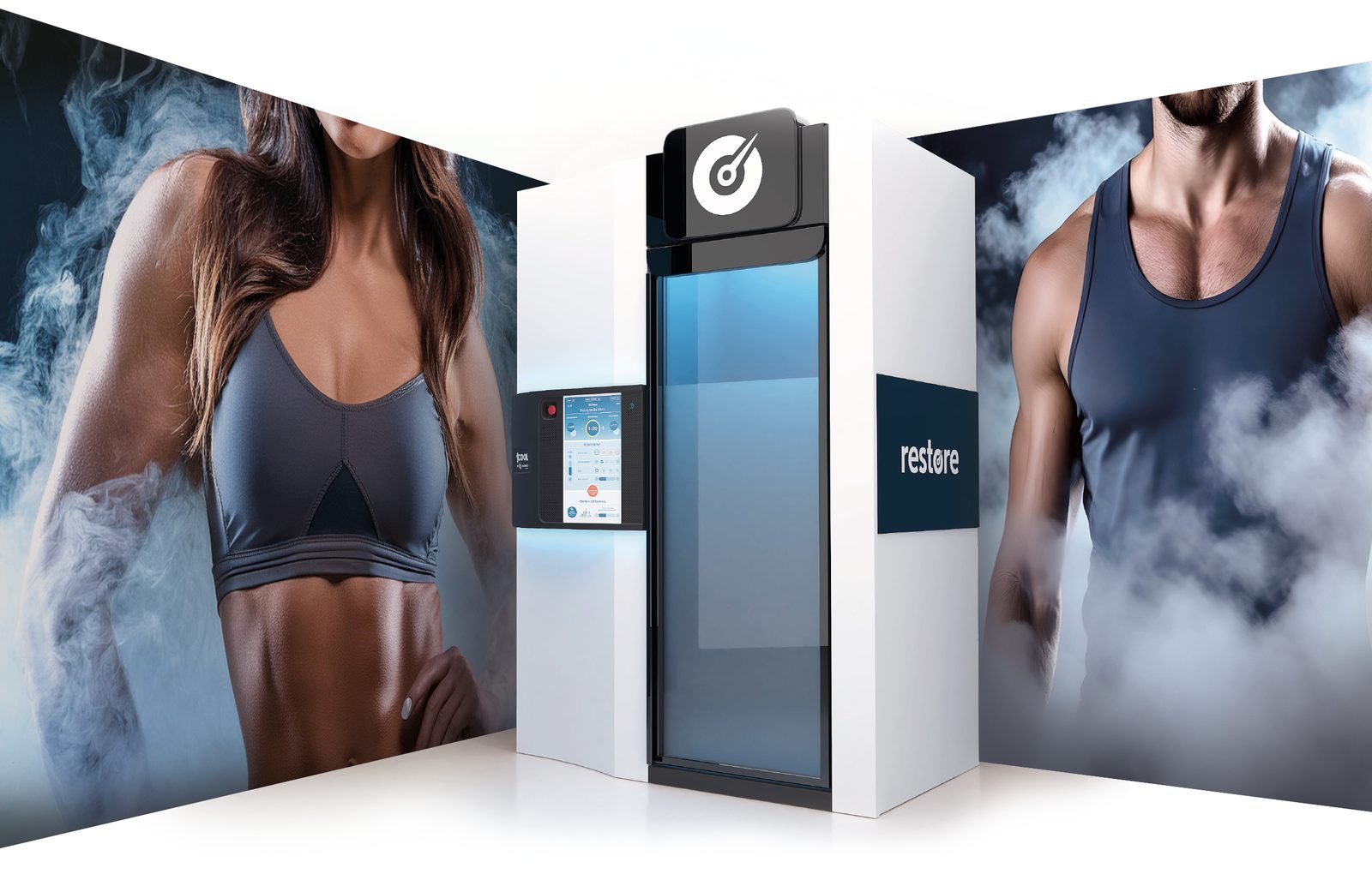 Cabine di crioterapia FisioCrioTibur con due atleti